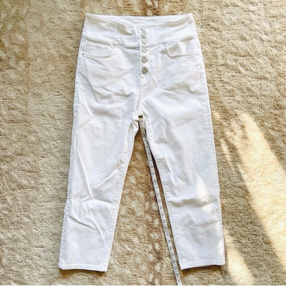 Joie Ultra High Waist Straight Leg Cropped Denim Jeans Button Fly White Size 32 - Picture 5 of 14